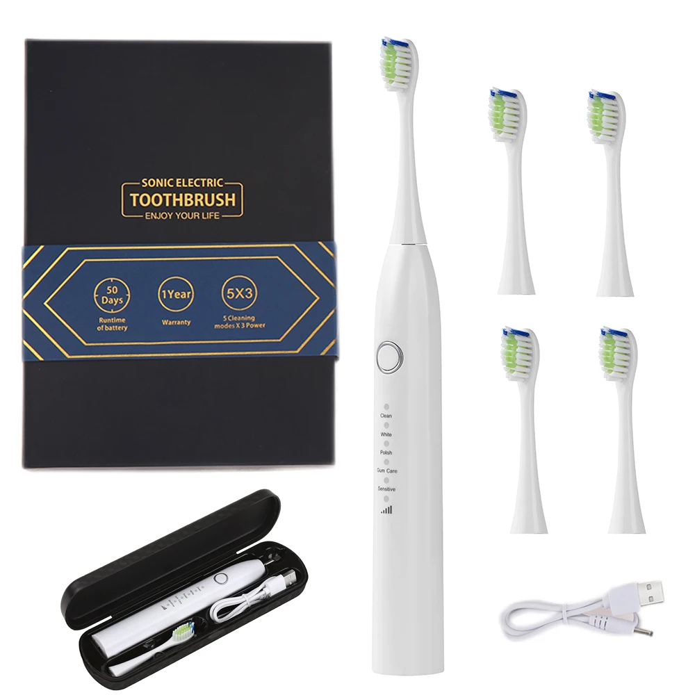 Sonic Toothbrush EB510 Rechargeable Toothbrushes 4 Brush Heads 5 Modes One Charge for 50 Days 38000 VPM Motor & 2 Mins Timer T
Sonic Toothbrush EB510 Rechargeable Toothbrushes 4 Brush Heads 5 Modes One Charge for 50 Days 38000 VPM Motor & 2 Mins Timer T