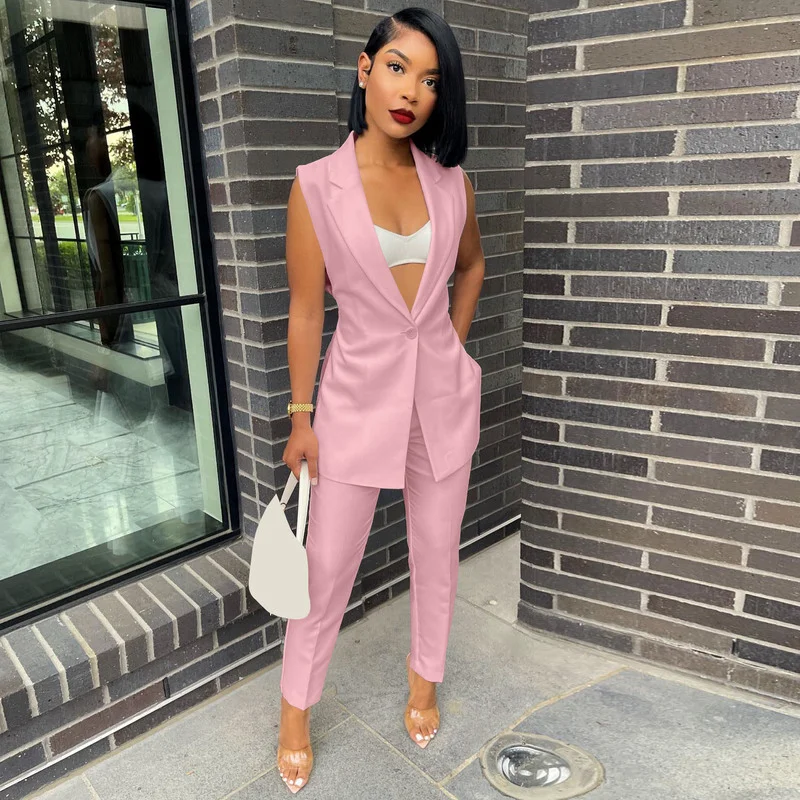 WUHE Elegant Office Lady Pants Suit 2022 Sleeveless Blazer Top Matching Set for Women Summer Trouser Two Piece Outfits
WUHE Elegant Office Lady Pants Suit 2022 Sleeveless Blazer Top Matching Set for Women Summer Trouser Two Piece Outfits