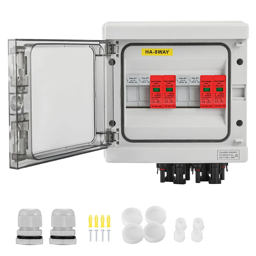 2 Strings Solar Junction Box IP65 Waterproof Surge Protector LS Switch PV System Protection Fire Resistant
2 Strings Solar Junction Box IP65 Waterproof Surge Protector LS Switch PV System Protection Fire Resistant