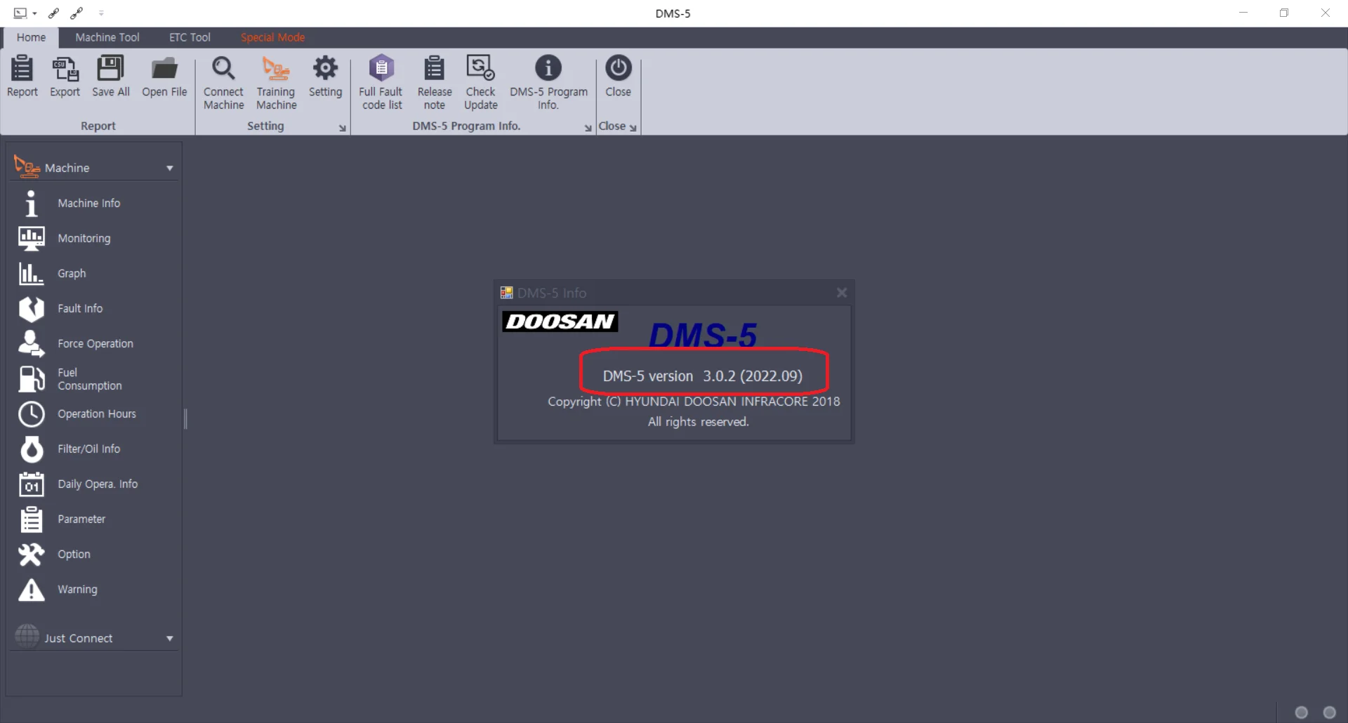 

Doosan Excavator / Wheel Loader Monitoring Program DMS-5 v3.1.3 Special Mode [11.2023]