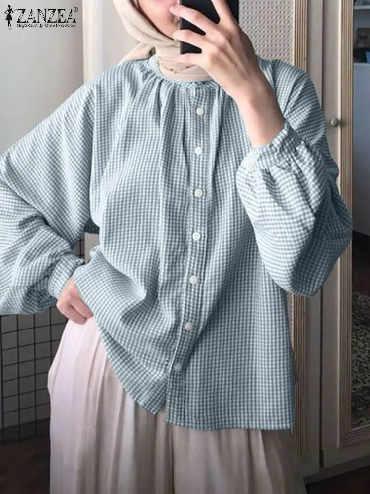 ZANZEA Fashion Vintage Long Sleeve Plaid Checked Blouse Elegant Turkey Abaya Hijab Tops Loose Party Blusas Women Muslim Shirt
ZANZEA Fashion Vintage Long Sleeve Plaid Checked Blouse Elegant Turkey Abaya Hijab Tops Loose Party Blusas Women Muslim Shirt