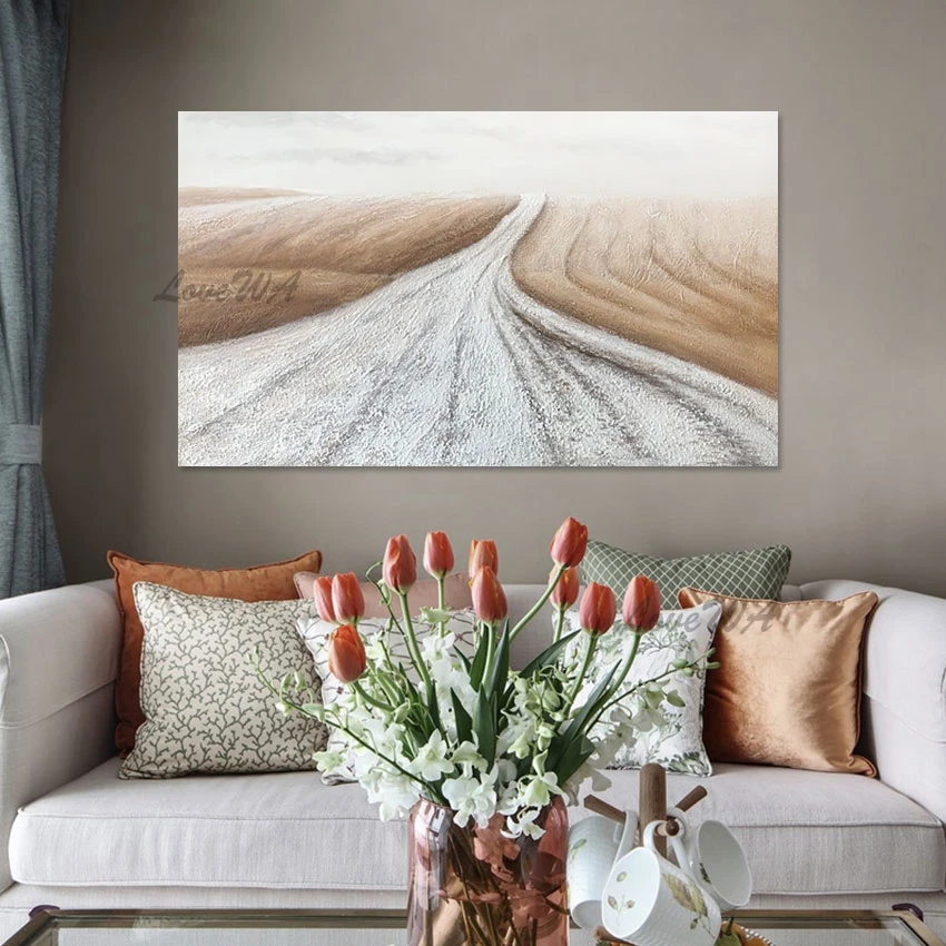

Road Landscape Natural Wall Handmade Artwork Canvas Art Picture Frameless Village Scenery Drawing Best Abstract Paintings