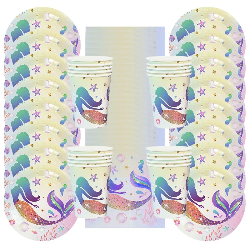 Mermaid Party Disposable Tableware Set Paper Cups Plate Napkin Under The Sea Baby Shower Girl Mermaid Party Decoration Supplies
Mermaid Party Disposable Tableware Set Paper Cups Plate Napkin Under The Sea Baby Shower Girl Mermaid Party Decoration Supplies