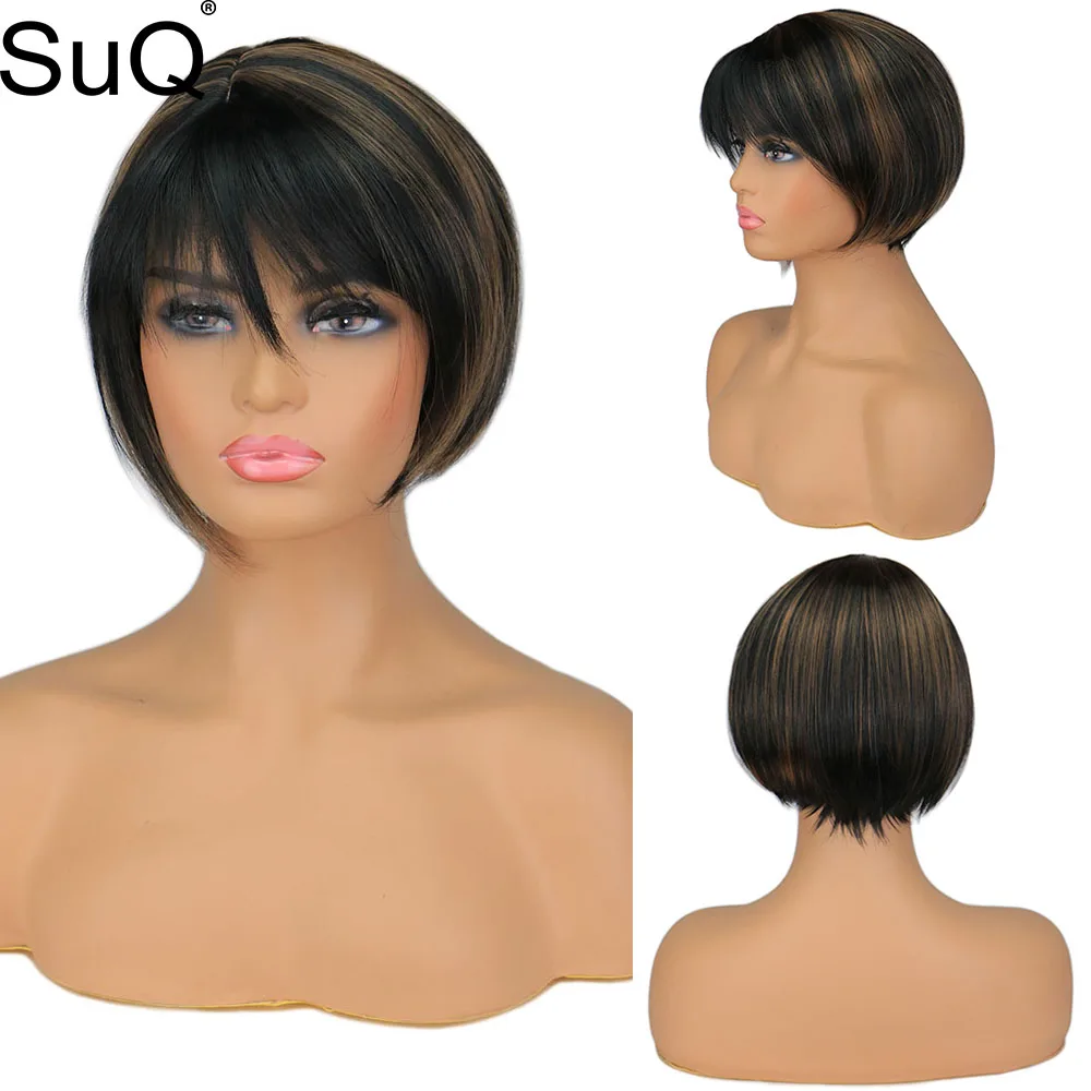SuQ Bobo Style Short Full Wigs with Bangs for Black Women Natural Synthetic Straight Mixed Burg Wig Heat Resistant Hair
SuQ Bobo Style Short Full Wigs with Bangs for Black Women Natural Synthetic Straight Mixed Burg Wig Heat Resistant Hair