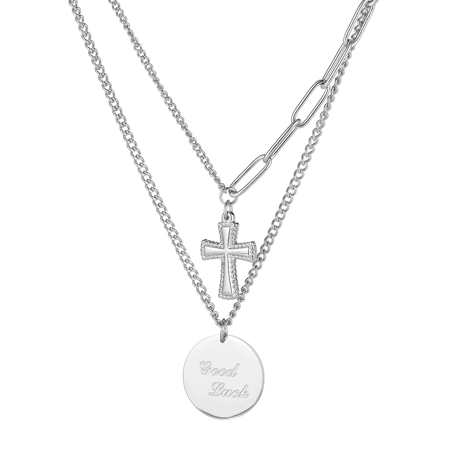 Vintage double cross stacked with sweater chain accessories hip hop round brand titanium steel necklace
Vintage double cross stacked with sweater chain accessories hip hop round brand titanium steel necklace