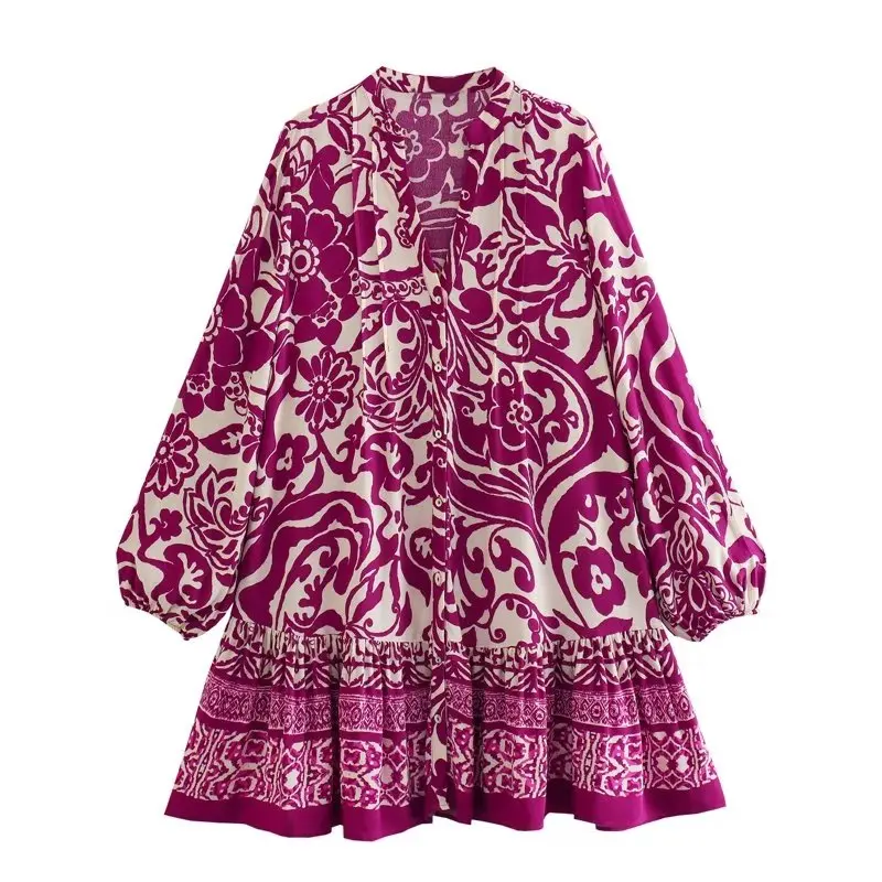 Women 2023 New Chic Fashion Summer Short Print Mini Dress Vintage V Neck Long Sleeve Female Dresses Vestidos
Women 2023 New Chic Fashion Summer Short Print Mini Dress Vintage V Neck Long Sleeve Female Dresses Vestidos
