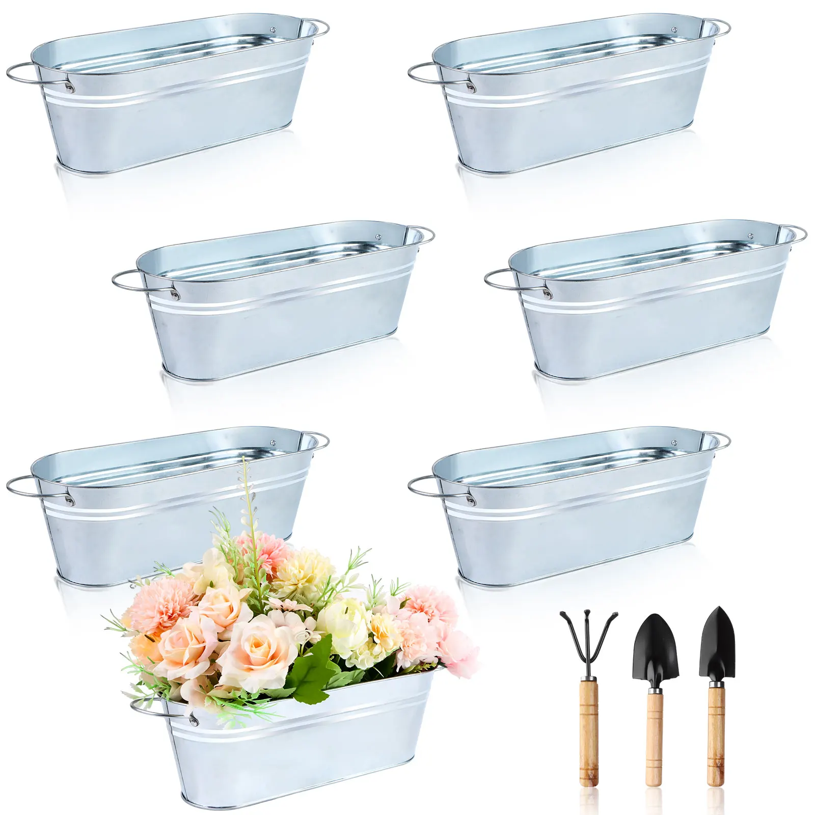 

7Pcs Oval Oval Planter ral Pot with Gardening Kit (3pcs) DYI Garden Pat