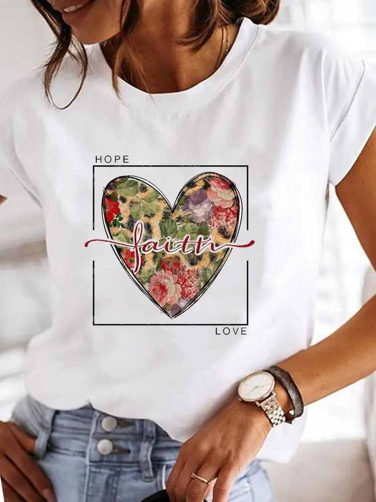 Print Fashion Casual Clothes T-shirts Women Female Summer T Clothing Floral Faith Love Heart Trend Cute Short Sleeve Graphic Tee
Print Fashion Casual Clothes T-shirts Women Female Summer T Clothing Floral Faith Love Heart Trend Cute Short Sleeve Graphic Tee