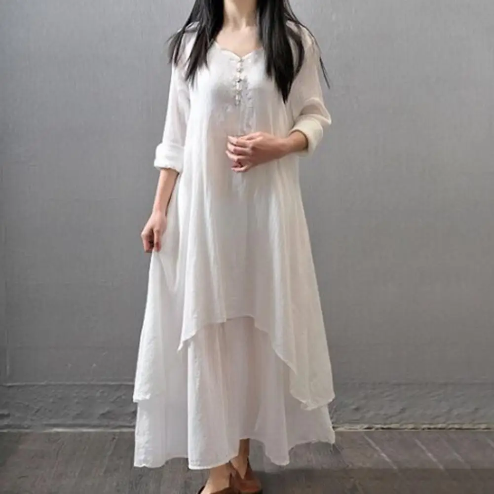 Robe Dress Long Sleeve Large Hem Long V-Neck Solid Color Long Sleeve Retro Dress Retro Dress for Dating
Robe Dress Long Sleeve Large Hem Long V-Neck Solid Color Long Sleeve Retro Dress Retro Dress for Dating