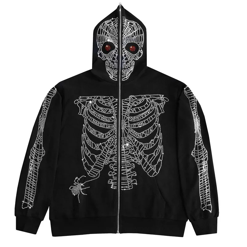 New Y2K Fashion Men's Rhinestone Decoration Zipper Sweatshirt European and American Fashion Gothic Casual Hoodie for Men 2022
New Y2K Fashion Men's Rhinestone Decoration Zipper Sweatshirt European and American Fashion Gothic Casual Hoodie for Men 2022