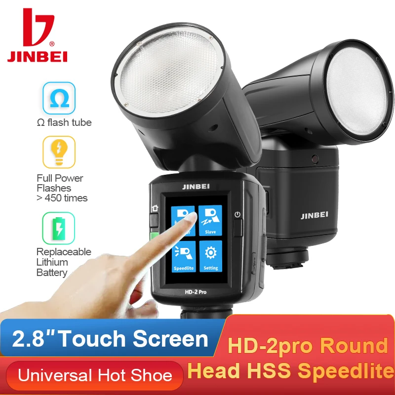 JINBEI HD-2pro TTL Speedlite Portable 1/8000s HSS Round Head Outdoor Camera Flash for Canon Nikon Sony Fuji Olympus Panasonic
JINBEI HD-2pro TTL Speedlite Portable 1/8000s HSS Round Head Outdoor Camera Flash for Canon Nikon Sony Fuji Olympus Panasonic