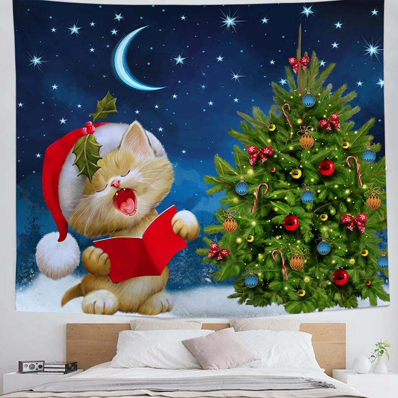 

Home Decor Christmas Tree Santa Claus Decoration Print Tapestry Living Room Bedroom Sofa Wall Hanging Tapestry 230x180cm tapiz