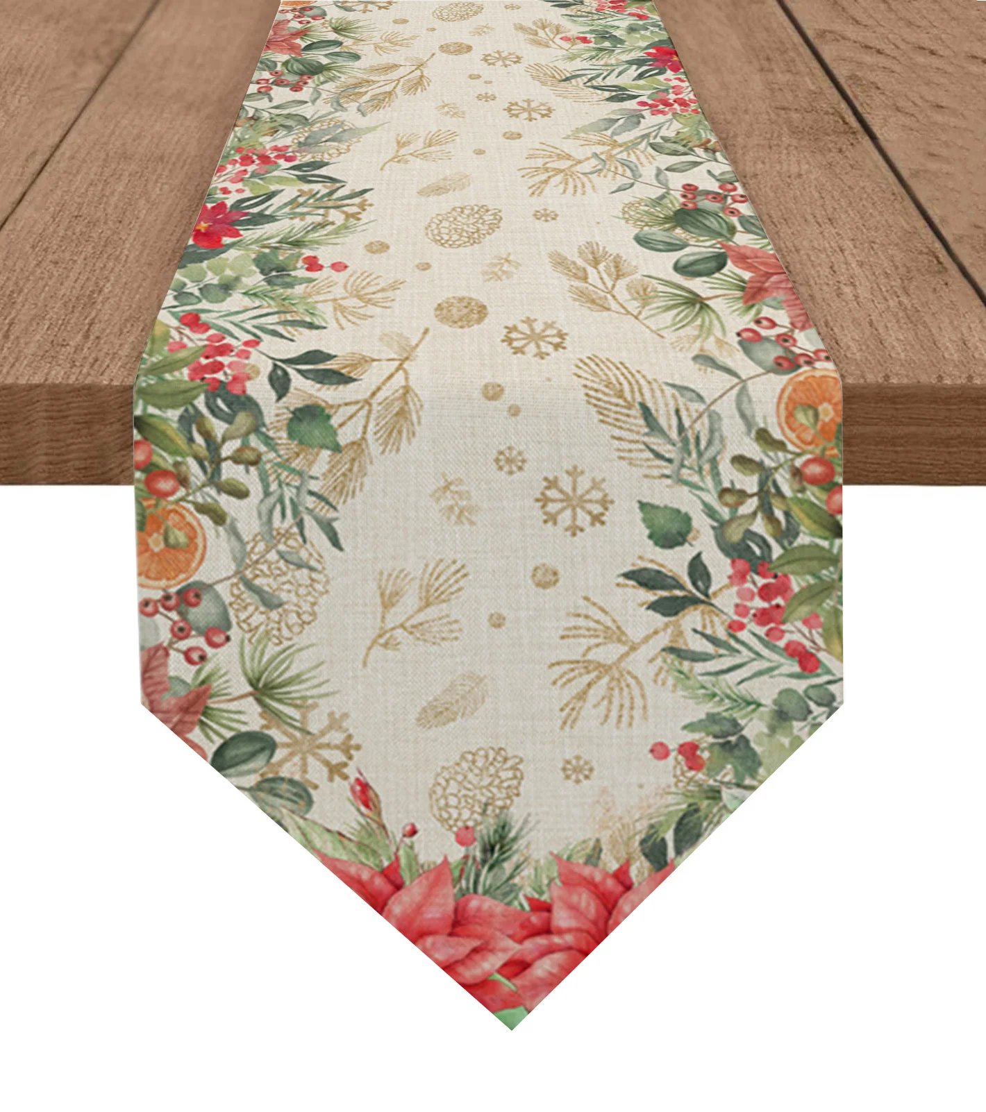 Christmas Pine Leaves Poinsettia Table Runners Holiday Wedding Decor Dinning Table Cover Christmas Decorations Table Cloth 
Christmas Pine Leaves Poinsettia Table Runners Holiday Wedding Decor Dinning Table Cover Christmas Decorations Table Cloth