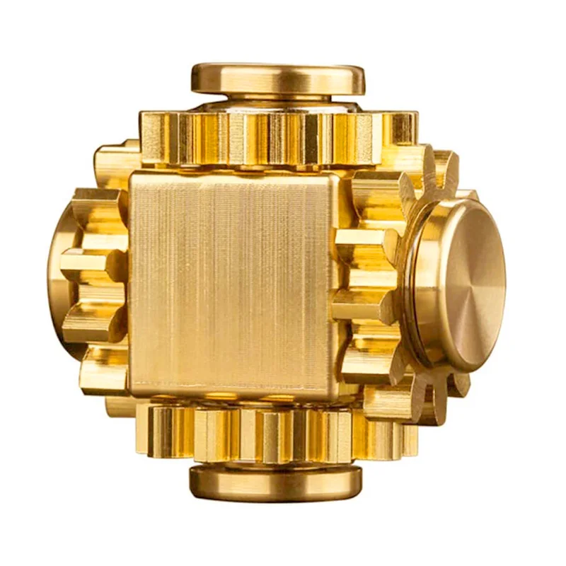 

Pure Brass Cube Gears Linkage Anti-Anxiety Fidget Spinner DIY EDC Meditation Break Bad Habits Finger Spinning Toy for Kid Adults