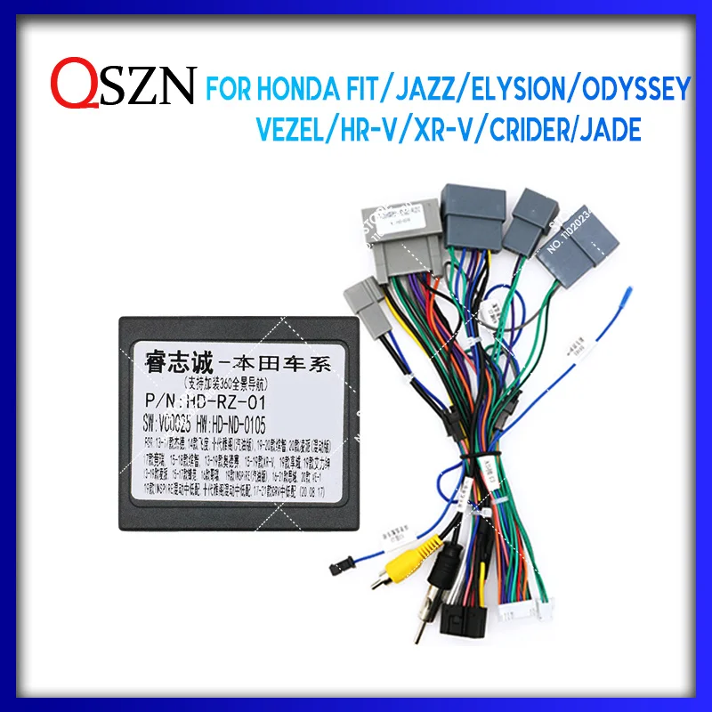 

QSZN For HONDA FIT / JAZZ / ELYSION/JADE/VEZEL/HR-V/XR-V Android Car Radio Canbus Box Decoder Wiring Harness Adapter Power Cable