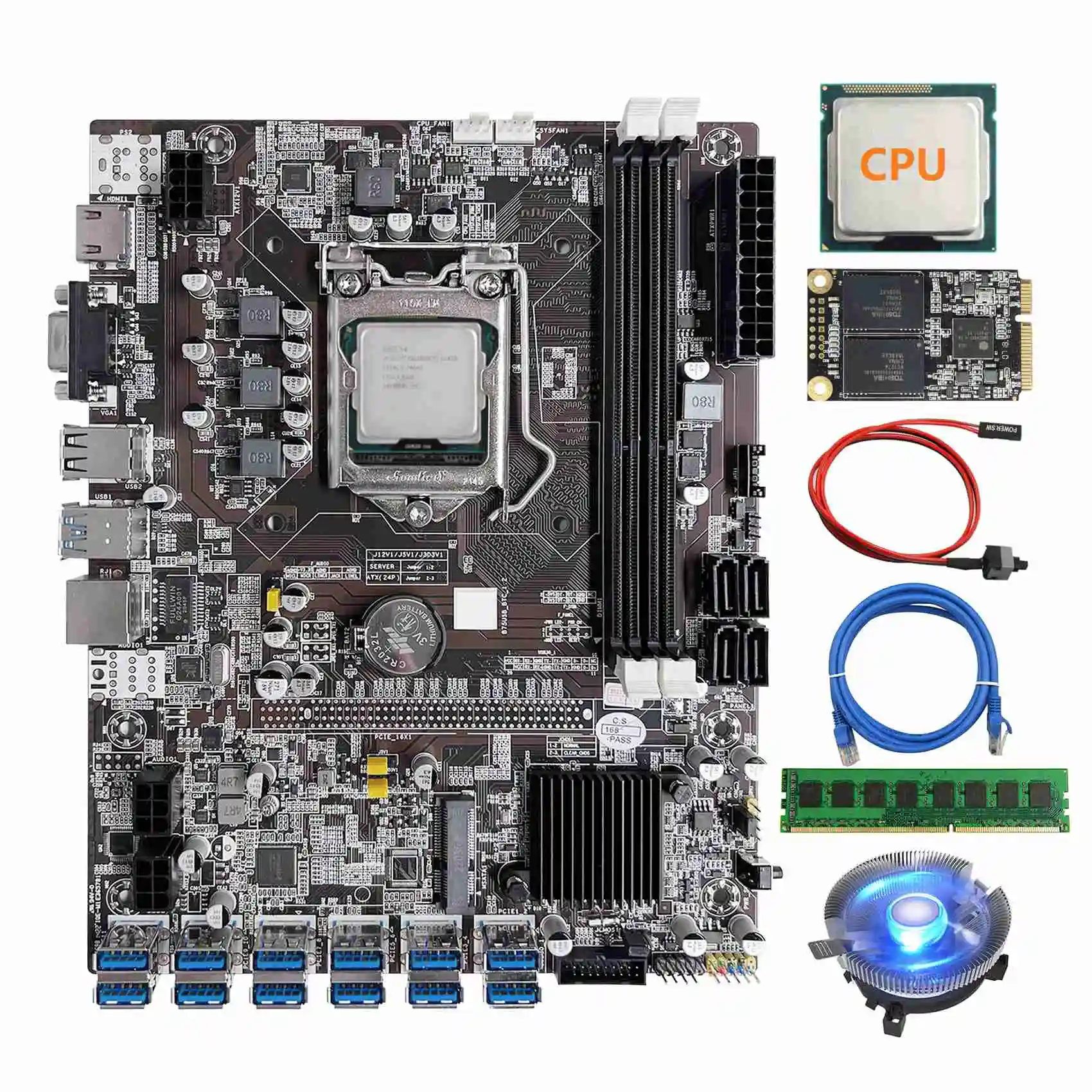 Материнская плата B75 12 Card BTC для майнинга + ЦП + вентилятор + ОЗУ DDR3 8 ГБ + SSD 128 ГБ + кабель переключателя + сетевой кабель 12XUSB3.0 LGA1155 DDR3 MSATA
Материнская плата B75 12 Card BTC для майнинга + ЦП + вентилятор + ОЗУ DDR3 8 ГБ + SSD 128 ГБ + кабель переключателя + сетевой кабель 12XUSB3.0 LGA1155 DDR3 MSATA