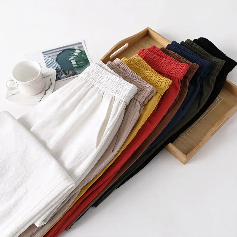 Harem Pants for Women Spring Summer 100% Cotton Linen Elastic Waist Wide Pants Solid Loose Casual Mom Ankle-Length Trousers
Harem Pants for Women Spring Summer 100% Cotton Linen Elastic Waist Wide Pants Solid Loose Casual Mom Ankle-Length Trousers