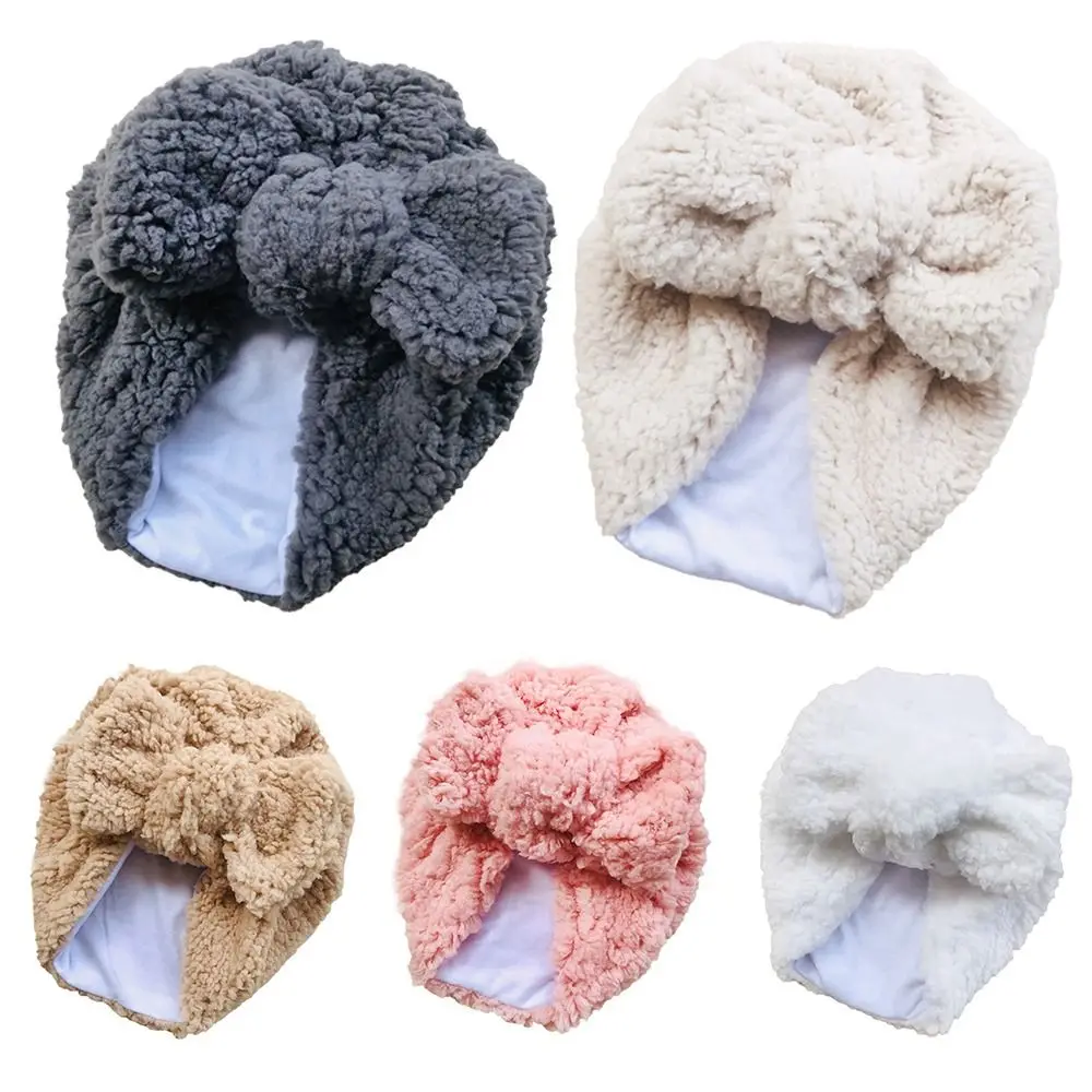 

Soft Ear Warmer Baby Beanies Head Wrap Infant Hat Teddy Fabric Bowknot Headband Newborn Baby Hats