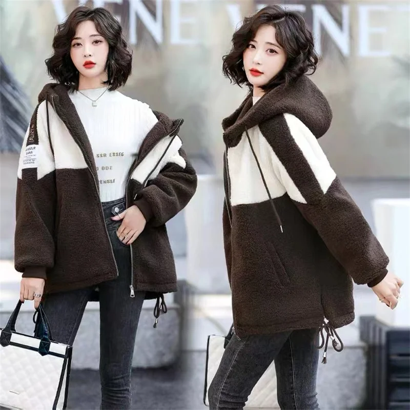 Womens Winter Fleece Jacket Coat Fuzzy Faux Shearling Zipper Outwear cashmere lamb wool hooded women's Coat
Womens Winter Fleece Jacket Coat Fuzzy Faux Shearling Zipper Outwear cashmere lamb wool hooded women's Coat