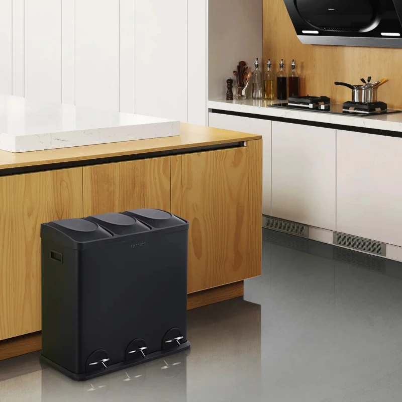N' Sort 16 gal 3 Compartment Stainless Steel Kitchen Garbage Can & Recycling, Black
N' Sort 16 gal 3 Compartment Stainless Steel Kitchen Garbage Can & Recycling, Black