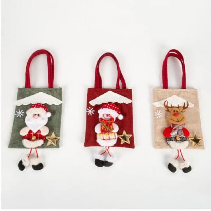 

2023 новогодние и рождественские сумки-тоуты, подарочная упаковка, ткань, Hnadle, Санта-Клаус, товары для дома, ручная работа, Детские сувениры дл...