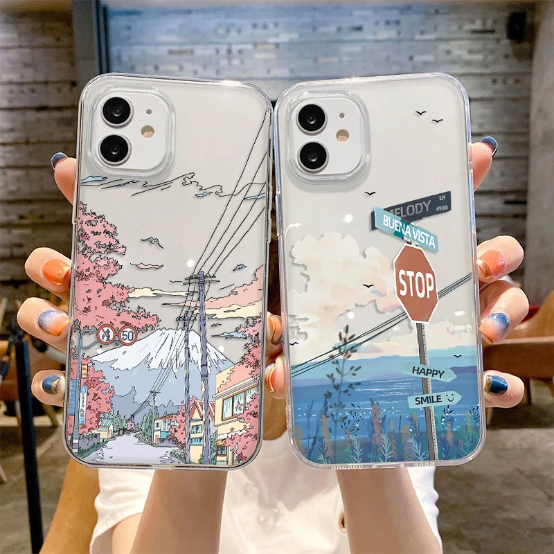 

Soft Clear Scenery Phone Case For Oppo A57 A55 A55S A56 A53S A53 A74 A54 A75S A73 A72 A36 A76 A96 A94 A95 A93 A92S A52 A72 Cover
