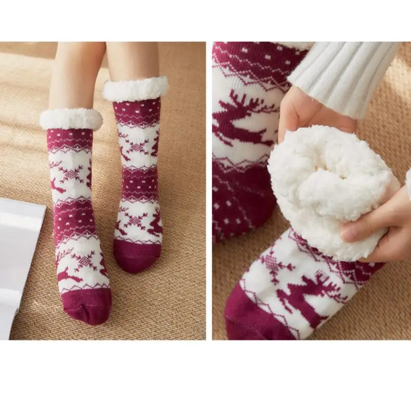 

2 Pairs Women Christmas Socks Casual Winter Warm Santa Snow Elk Gift Funny Tree Stocking Snowflake Xmas Home Floor Room Socks