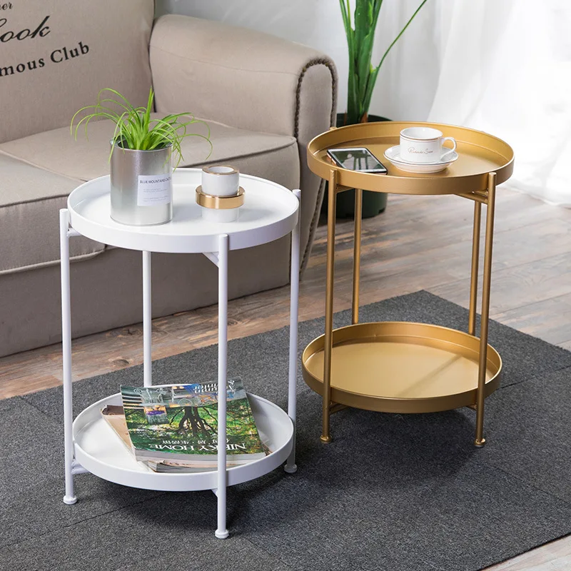 Nordic Simple Iron Double-layer Small Tea Table Corners Round Coffee Table Lving Room Mini Sofa Side Table 
Nordic Simple Iron Double-layer Small Tea Table Corners Round Coffee Table Lving Room Mini Sofa Side Table