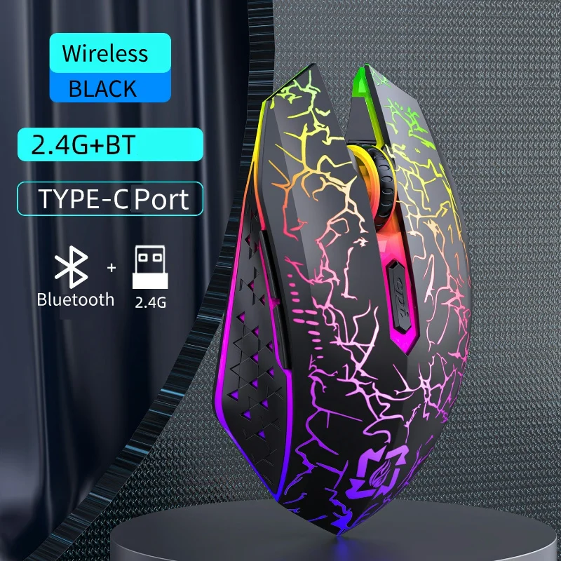 Беспроводная мышь 2 4G Bluetooth перезаряжаемая 7 цветов игровая со светодиодной
