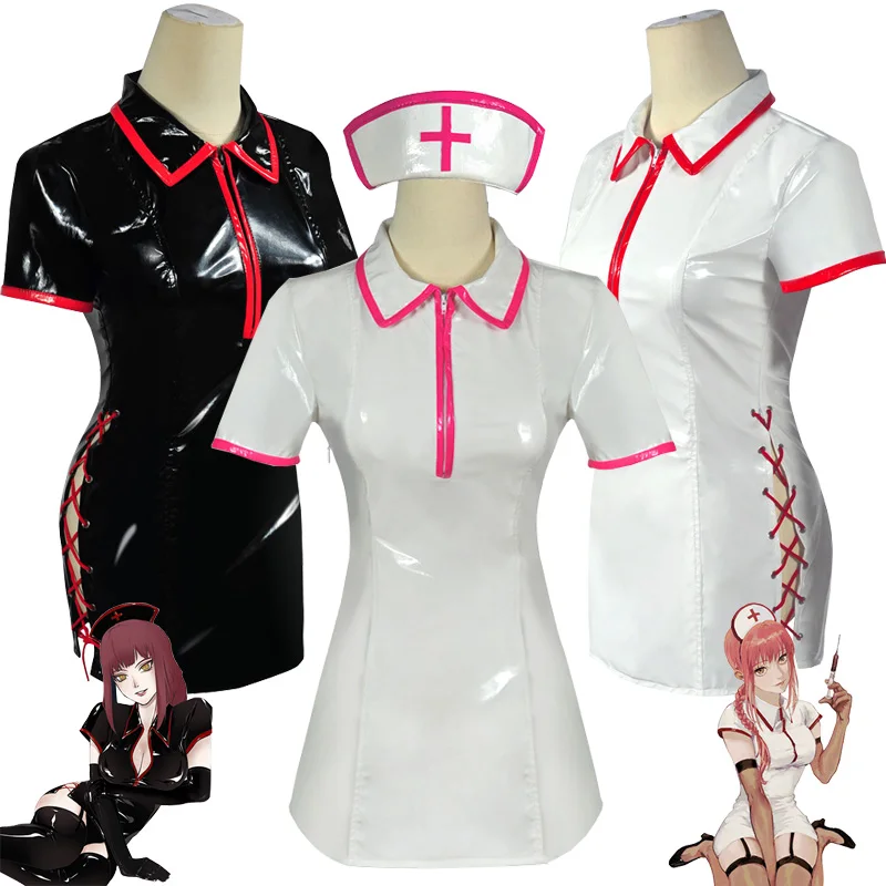 Anime Makima Nurse Chainsaw Man Cosplay Costume Power Cosplay Uniform Artificial PU Leather Dresses and Nurse Cap
Anime Makima Nurse Chainsaw Man Cosplay Costume Power Cosplay Uniform Artificial PU Leather Dresses and Nurse Cap