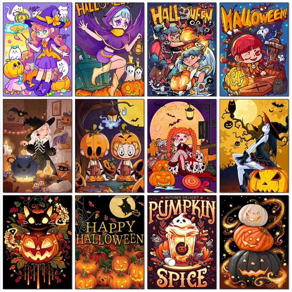 5D DIY Diamond Painting Cartoon Halloween Pumpkin Moon Full Diamond Mosaic Embroidery Cute Witch Cross Stitch Home Decoration
5D DIY Diamond Painting Cartoon Halloween Pumpkin Moon Full Diamond Mosaic Embroidery Cute Witch Cross Stitch Home Decoration
