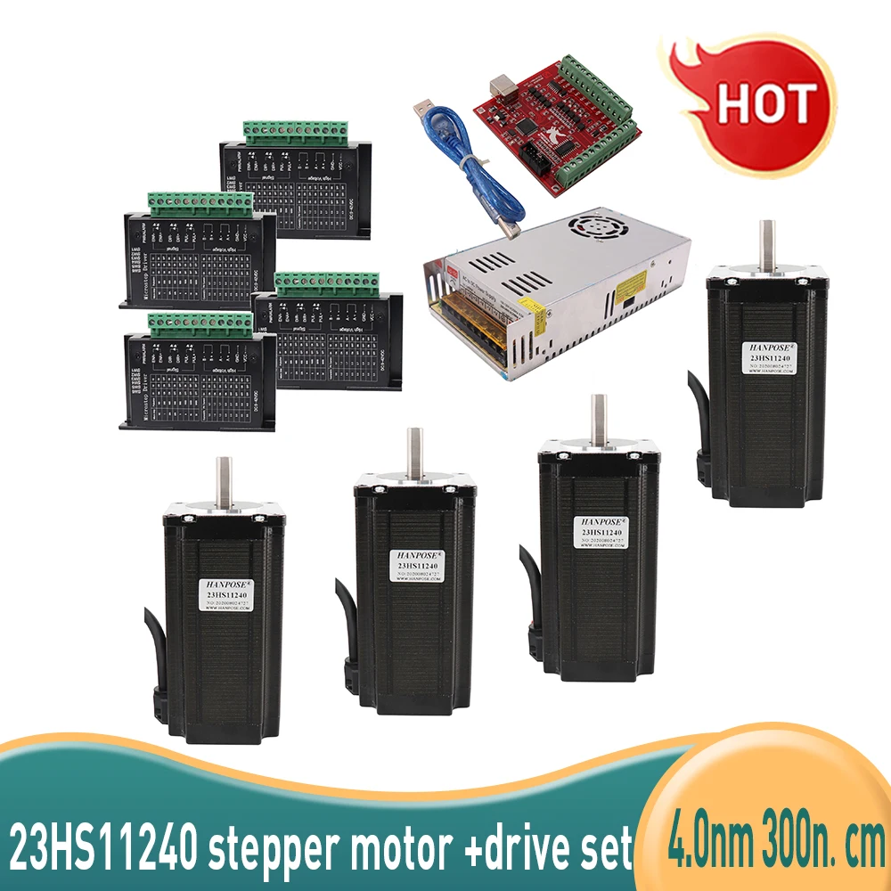 3-axis kit 23HS11240 NEMA23 stepper motor driver TB6600 + USB Mach 3 controller card cable 112mm 3D printer
3-axis kit 23HS11240 NEMA23 stepper motor driver TB6600 + USB Mach 3 controller card cable 112mm 3D printer