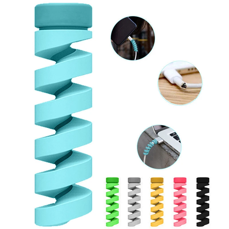 

6pcs Cable Protector Bobbin Winder Data Line Case Rope Protection Spring Twine For IPhone Android USB Earphone Cover