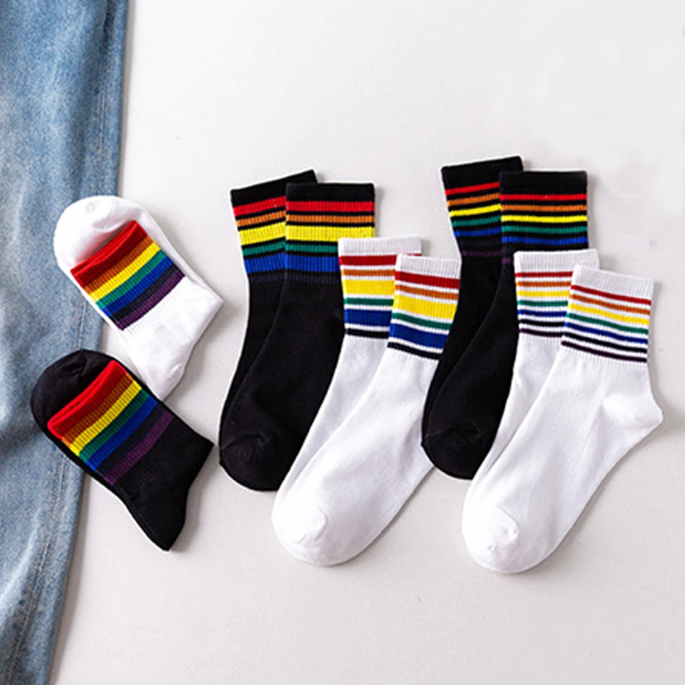 Autumn Winter Women Black White Casual Colorful Cotton Hosiery Rainbow Stripe Rainbow Socks Stripe Socks 
Autumn Winter Women Black White Casual Colorful Cotton Hosiery Rainbow Stripe Rainbow Socks Stripe Socks