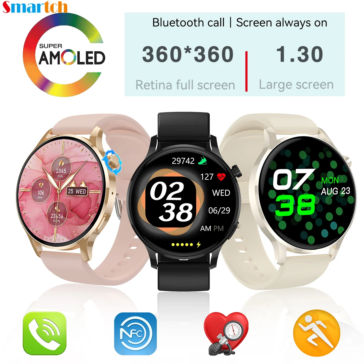 Smart Watch Women Heart Rate Monitor Smartwatch Ladies Notifucation Smart Voice NFC Call Reminder Weather Music Wireless Charge
Smart Watch Women Heart Rate Monitor Smartwatch Ladies Notifucation Smart Voice NFC Call Reminder Weather Music Wireless Charge