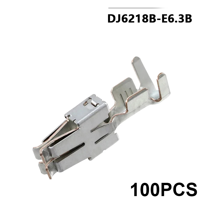 

100 Pcs 6.3 MM Automotive Crimp Terminal Male Spade Connector Brass Pins Auto Splice Wire Terminals DJ611-6.3A