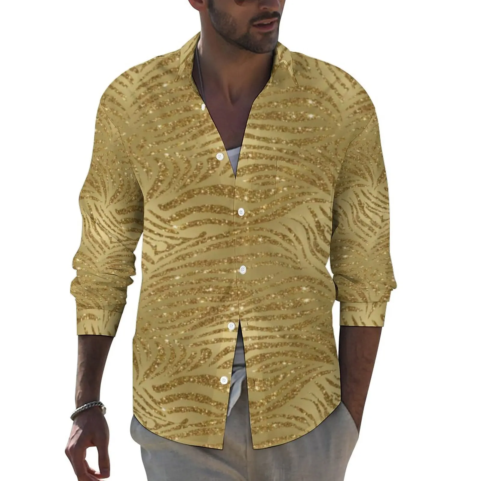 Sparkle Tiger Print Harajuku Casual Shirt Male Gold Stripes Shirt Autumn Trendy Blouses Long Sleeve Graphic Oversize Clothing
Sparkle Tiger Print Harajuku Casual Shirt Male Gold Stripes Shirt Autumn Trendy Blouses Long Sleeve Graphic Oversize Clothing