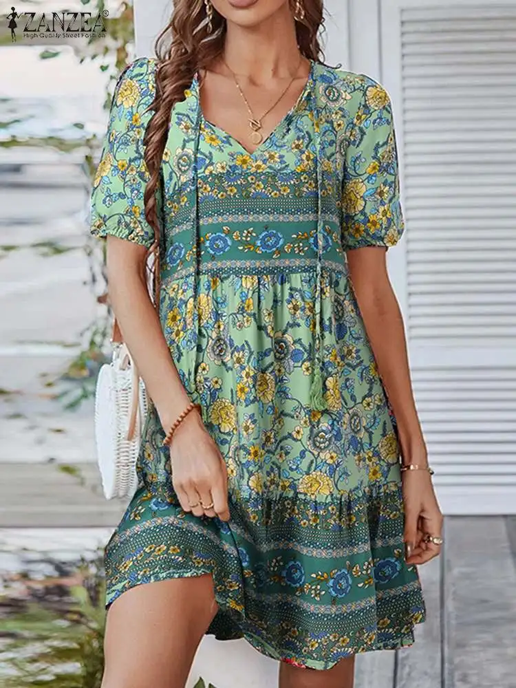 ZANZEA Oversized Elegant Casual Holiday Dresses Femme Bohemian Fashion Summer Women Printing Dress Half Sleeve V-Neck Sundress
ZANZEA Oversized Elegant Casual Holiday Dresses Femme Bohemian Fashion Summer Women Printing Dress Half Sleeve V-Neck Sundress