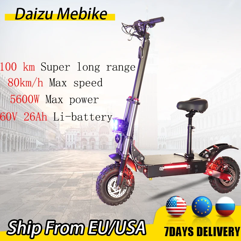 60V 5600W Powerful Electric Scooter Max Speed 85km/h Folding Electric Scooters Adults with Seat 11inch Remote Key 60V 30AH
60V 5600W Powerful Electric Scooter Max Speed 85km/h Folding Electric Scooters Adults with Seat 11inch Remote Key 60V 30AH
