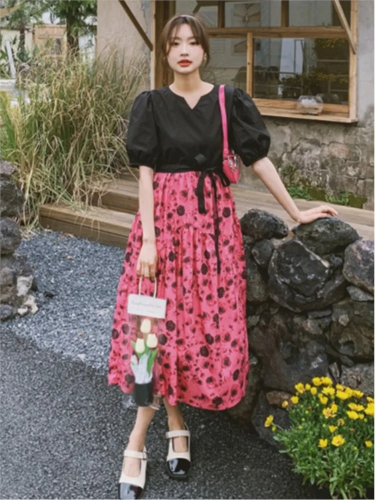 Fake Two Long Dress Belt Long Skirt Women's Dress Summer Cotton Floral Print Dress Short Sleeved Dress Large Size Dress S-5XL
Fake Two Long Dress Belt Long Skirt Women's Dress Summer Cotton Floral Print Dress Short Sleeved Dress Large Size Dress S-5XL