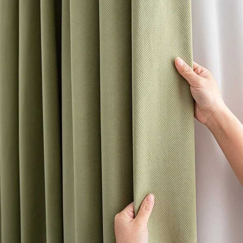Herringbone texture matcha green curtain living room bedroom blackout velvet curtain fabric Nordic retro style05
Herringbone texture matcha green curtain living room bedroom blackout velvet curtain fabric Nordic retro style05