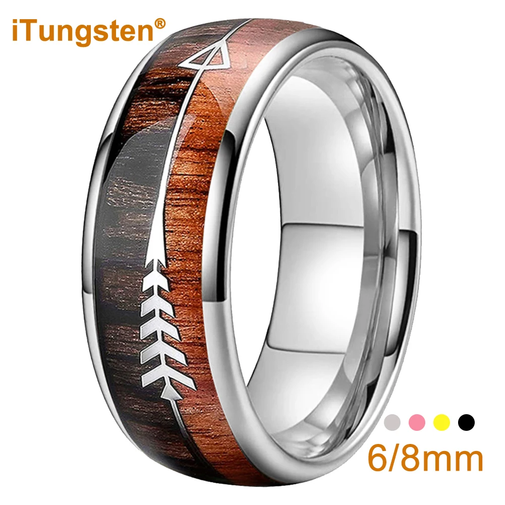iTungsten 6mm 8mm Tungsten Carbide Ring for Men Women Engagement Wedding Band Fashion Jewelry Arrow Koa Wood Inlay Comfort Fit
iTungsten 6mm 8mm Tungsten Carbide Ring for Men Women Engagement Wedding Band Fashion Jewelry Arrow Koa Wood Inlay Comfort Fit