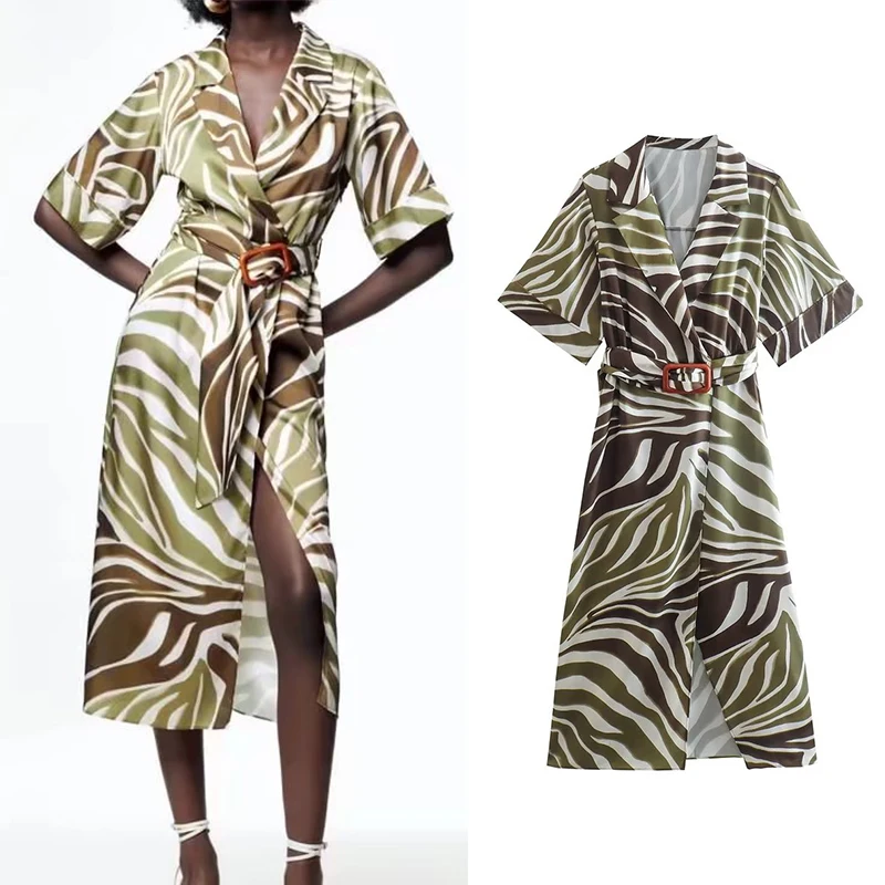 Summer 2022 Women Animal Print Midi Dress With Belt Turn-down Collar Short Sleeve Office Lady Temperament Dress XX8762
Summer 2022 Women Animal Print Midi Dress With Belt Turn-down Collar Short Sleeve Office Lady Temperament Dress XX8762