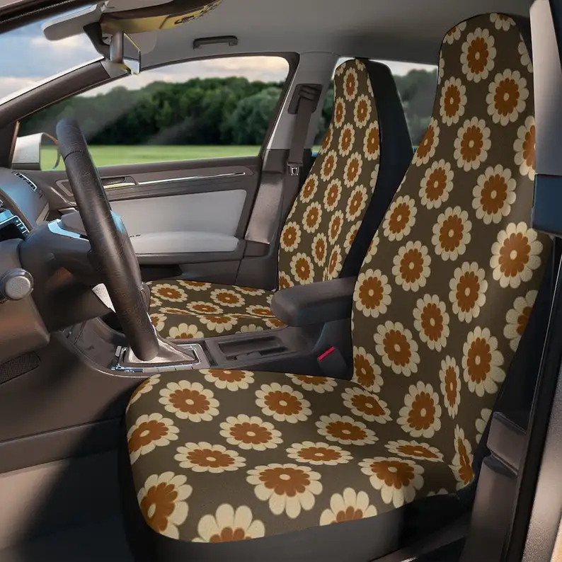 Mid-century modern flower pattern Car Seat Covers Set, Aesthetic Retro Brown Car Seat Cover, Gift for new driver, cute boho car
Mid-century modern flower pattern Car Seat Covers Set, Aesthetic Retro Brown Car Seat Cover, Gift for new driver, cute boho car