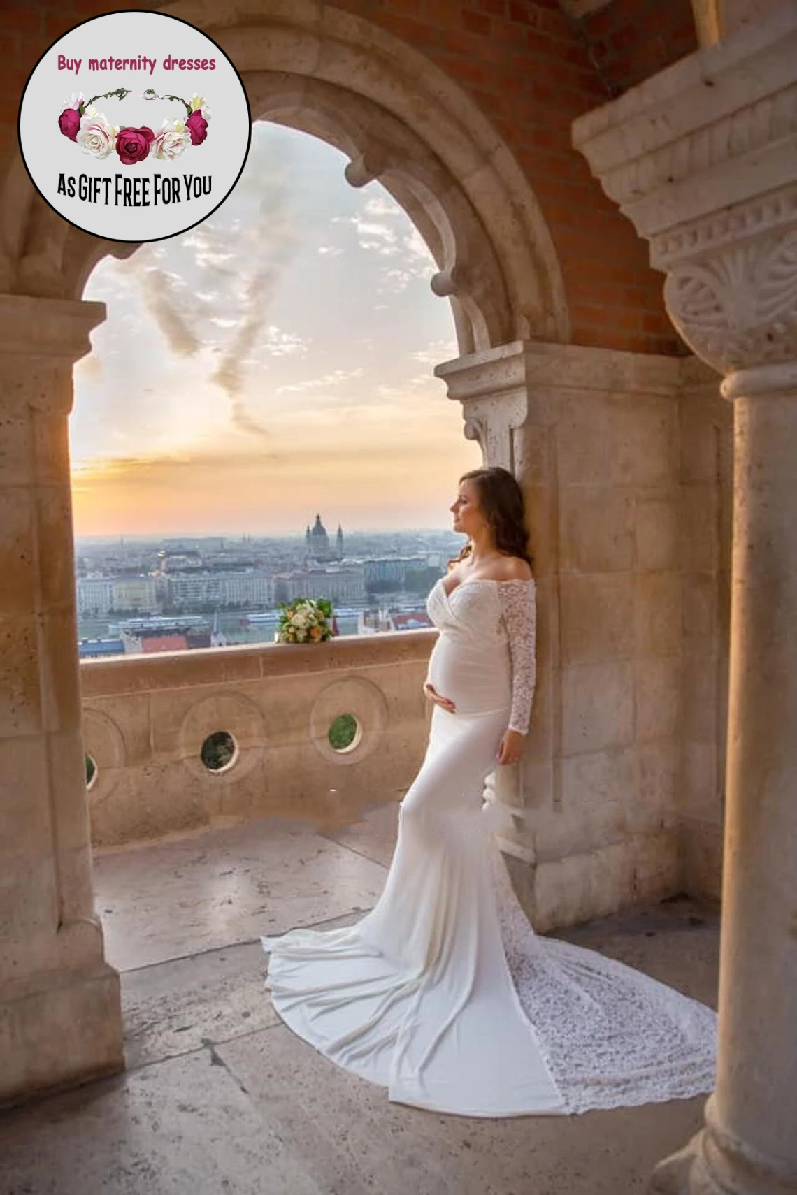 Women Deep V-neck Pregant Dress for Photo Shoot Off Shoulder Lace Dress Gown Long Sleeve Fishtail Dress Maternity Photography
Women Deep V-neck Pregant Dress for Photo Shoot Off Shoulder Lace Dress Gown Long Sleeve Fishtail Dress Maternity Photography