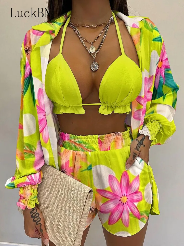 Lantern Sleeve Shirt & Pocket Design Shorts Sets with Frill Hem Crop Top Women's Shorts and Top Sexy Outfits Woman Suit 2022 New
Lantern Sleeve Shirt & Pocket Design Shorts Sets with Frill Hem Crop Top Women's Shorts and Top Sexy Outfits Woman Suit 2022 New