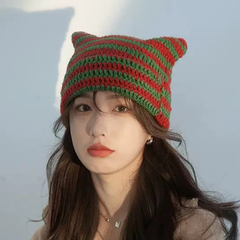 EUMOAN Striped knit knit hat children's cat ears cute pointy hat fashion warm cute popular pullover hat
EUMOAN Striped knit knit hat children's cat ears cute pointy hat fashion warm cute popular pullover hat
