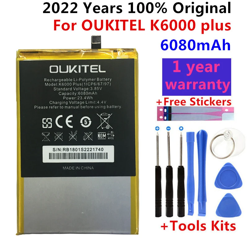 

Original Replacement Battery For OUKITEL K6000 plus K6000plus Mobile phone Rechargeable Li-polymer Batteries 6080mAh In stock