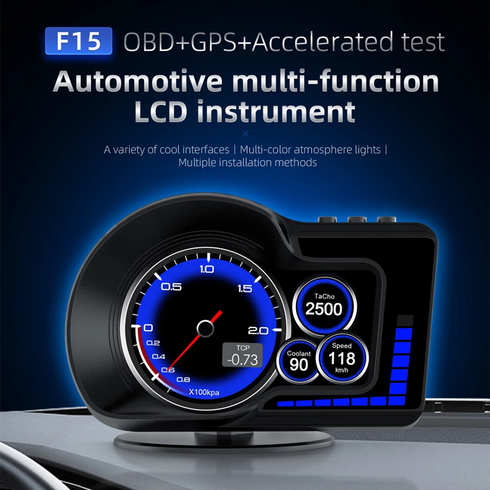 OBD2+GPS F15 HUD Car Smart Speed Mileage Meter LCD Display EOBD PC Universal Head Up Display Durable Car Electronic Accessories
OBD2+GPS F15 HUD Car Smart Speed Mileage Meter LCD Display EOBD PC Universal Head Up Display Durable Car Electronic Accessories