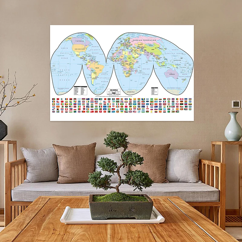 150x100 см проекционная карта мира Goode с национальными флагами для образования и географического исследования 
150x100 см проекционная карта мира Goode с национальными флагами для образования и географического исследования